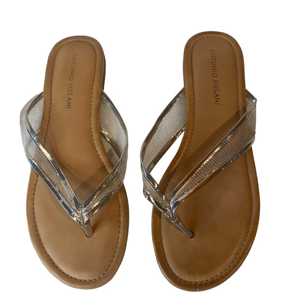 Antonio Melani Silver Flip Flop Sandals Size 8